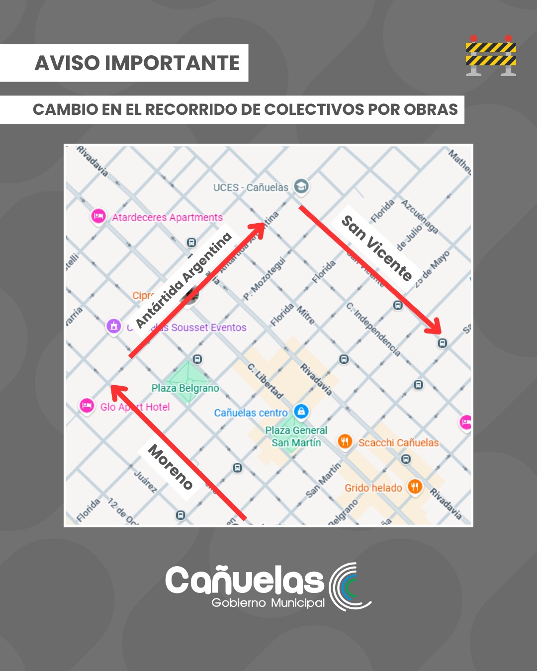 Modificación en el recorrido de colectivos